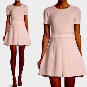 NWT Emporio Armani cap sleeve crepe mini dress, inverted pleats, light pink, 42